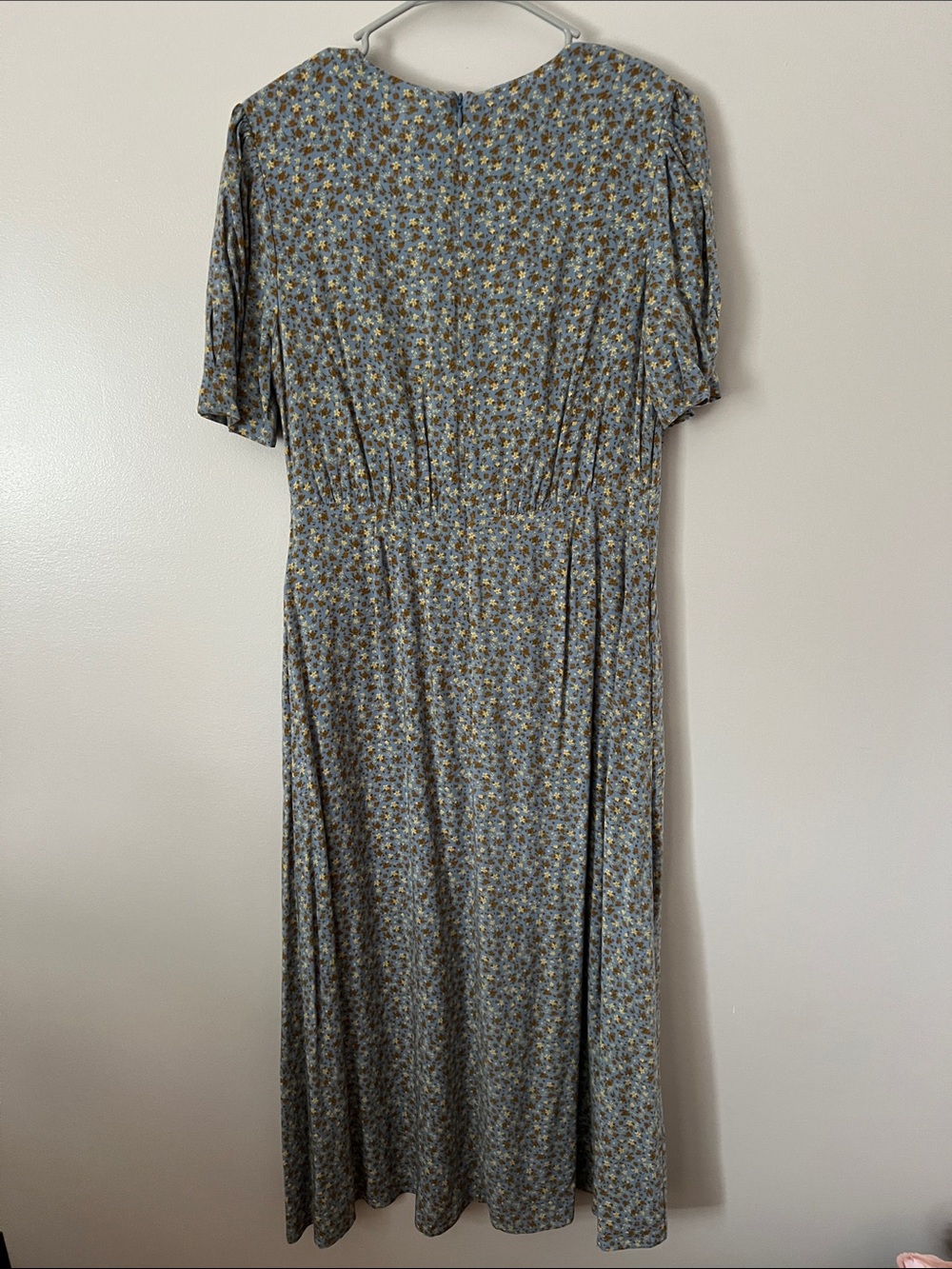 Bonita Dress NWT Medium Blue Floral Ditzy Print Rayon Midi Maxi Dress Pockets - Picture 5 of 11
